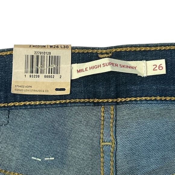 Levis Levi’s Mile High Super Skinny Distressed Medium Wash Blue Size 26 - Picture 6 of 16